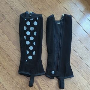 Black and White Polka Dot Riding Half Chaps